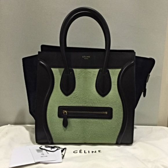 Host pick! 🤩🥳 Celine pistachio Pony hair and black leather Mini luggage bag - Picture 7 of 16